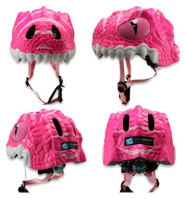 Crazy Safety Dino Rose Set | Casque et protection pour enfants de 2 à 7 ans