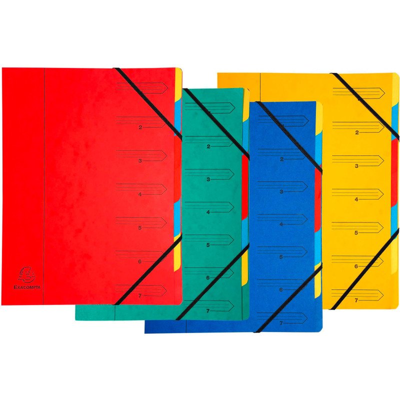 Trieur carte Exacompta 7 divisions couleurs assorties