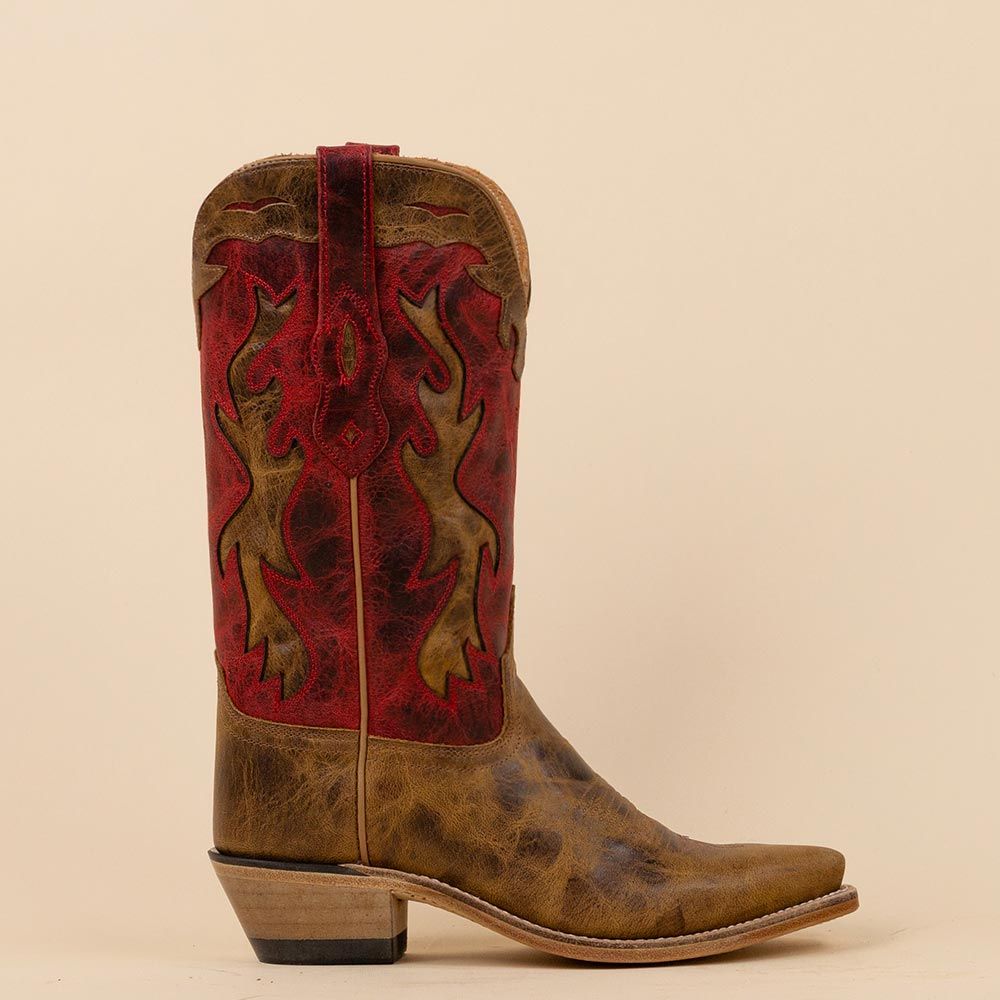 Old West LF1627E cowboylaarzen bruin - rood