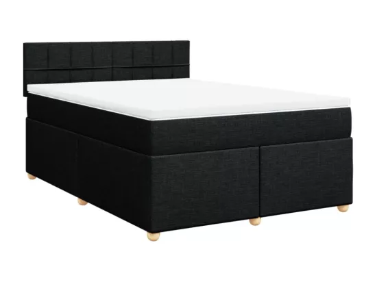 Sommier à lattes de lit avec matelas Noir 160x200 cm Tissu