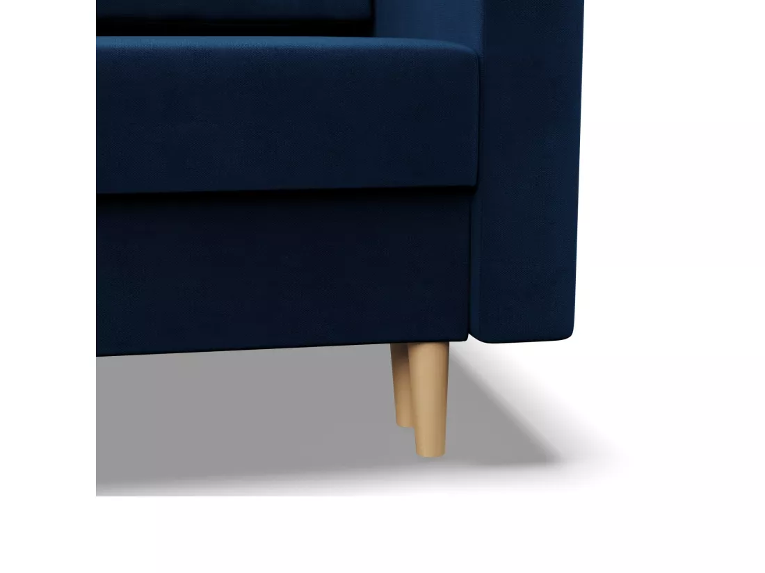 Canapé d'angle en U avec fonction sommeil, Coussin réversible, Bonell, Blau