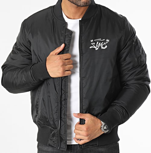 Veste Bomber Nounours Graffiti Head Noir Reflex Orange