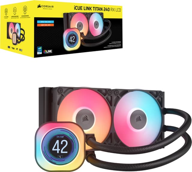 Corsair iCUE LINK TITAN 240mm RX LCD CPU-vandkøler (sort)
