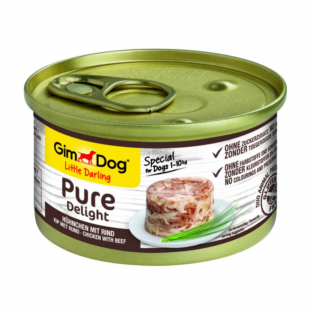 12x GimDog Little Darling Pure Delight Kip - Rund85 gr