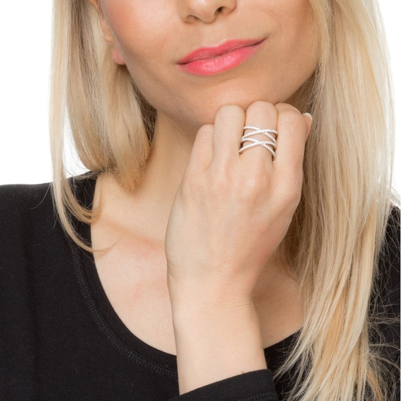 Bague Argent Cercles Atomiques Rose
