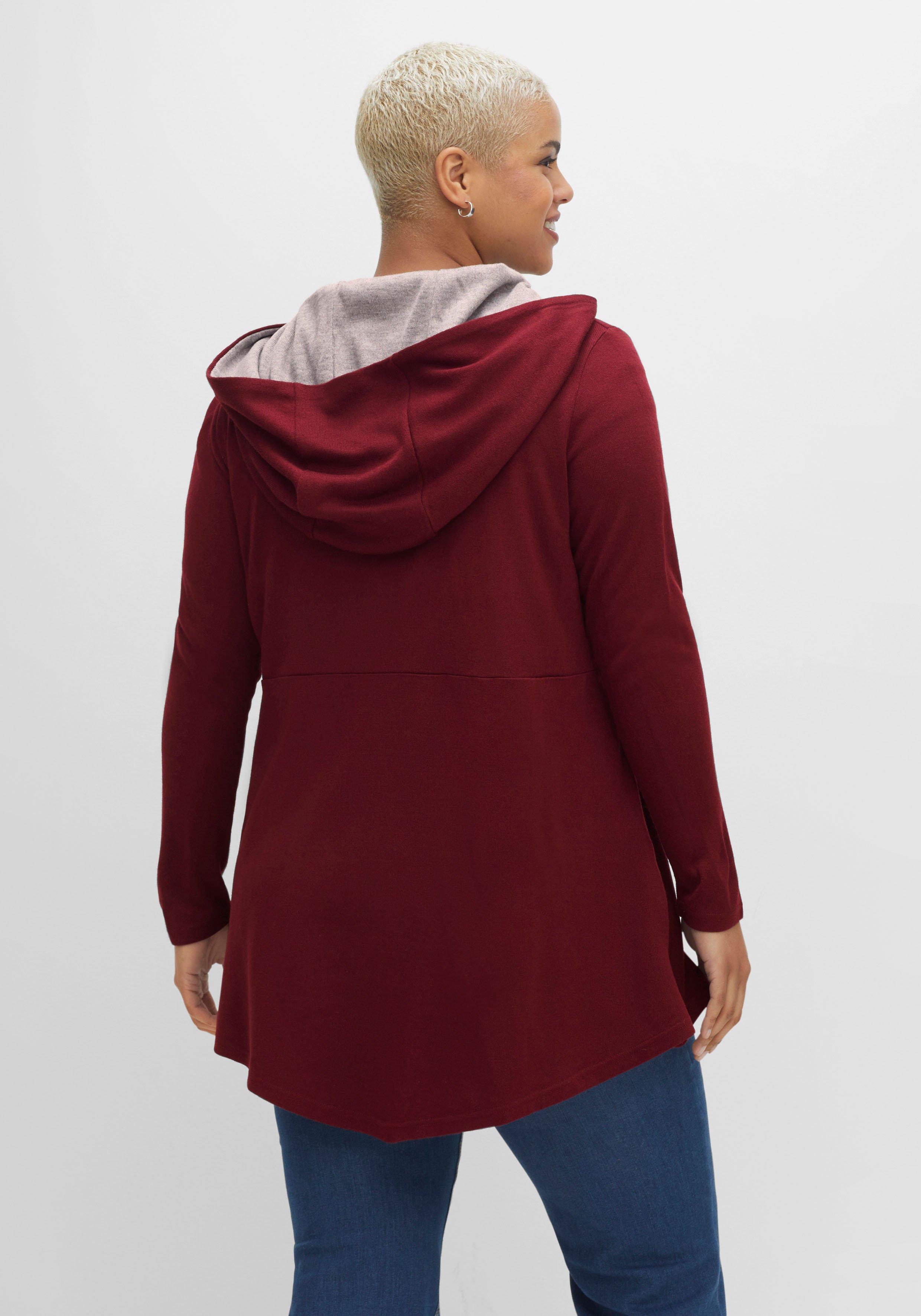 Longstrickjacke mit Kapuze, in Lagenoptik