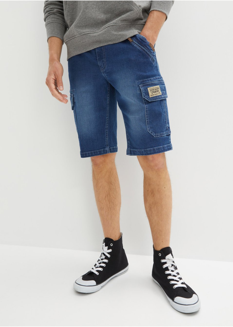 Bermuda en jean extensible, Regular Fit
