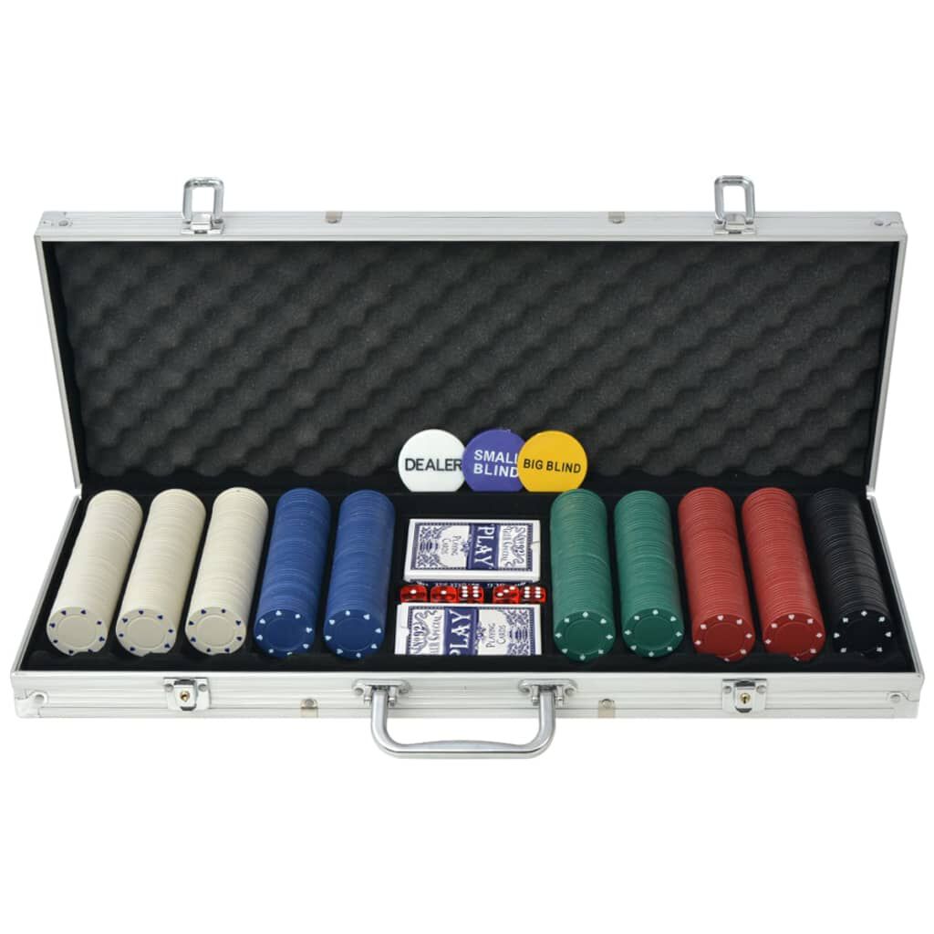 vidaXL Pokerset 500 Chips Aluminium