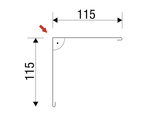 PRECIT 90° buitenhoek voor wand, baksteenrood RAL 8004, 2000 mm x 115 mm x 115 mm x 0,5 mm