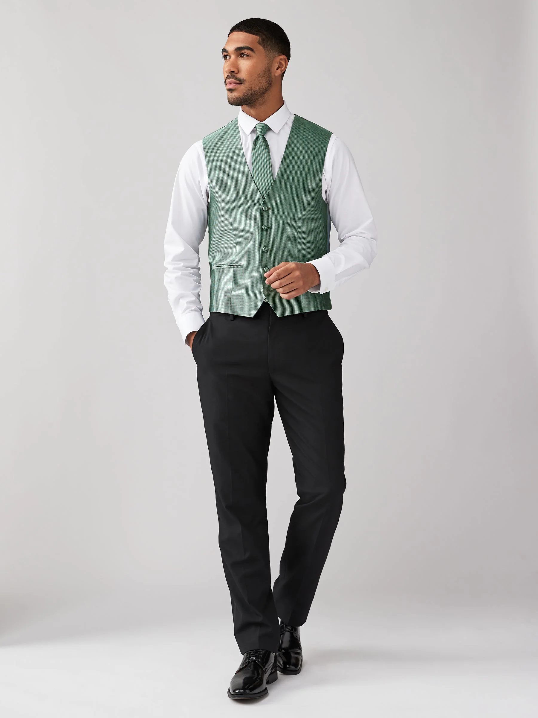 Grijs-groen - Zijden gilet met textuur