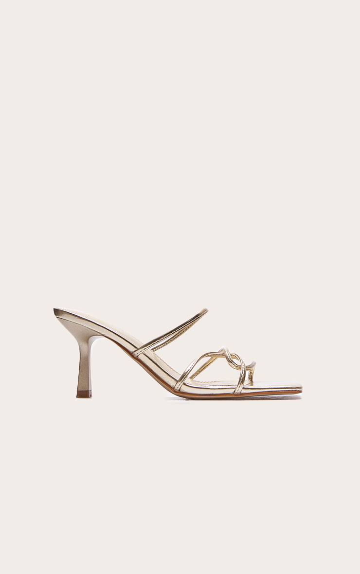 Doré Mules À Talons En SYNTHÉTIQUE Avec Brides Croisées - Coupe Large