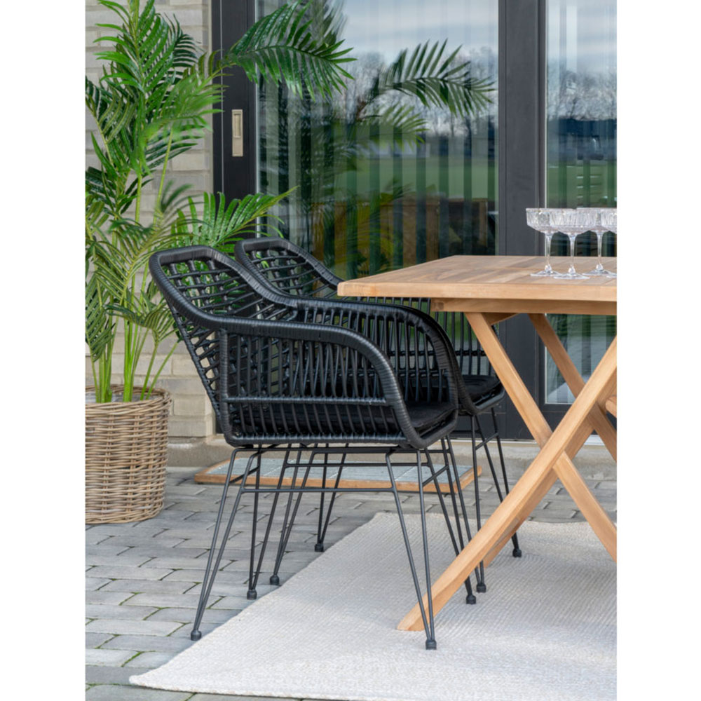 Rotan tuinstoel Madelein - met zitkussen Zwart