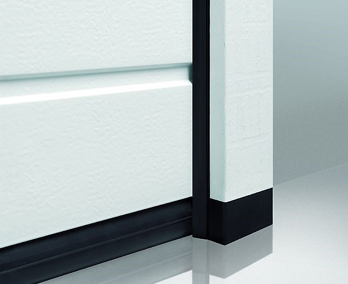 Porte de garage sectionnelle acier Hormann WoodGrain blanc aluminium RAL 9006 - l.300 x h.200 cm - motorisée