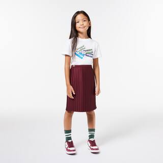 Jupe plissée fille Lacoste en jersey Pantalons & Robes - Rouge - Lacoste - Fille