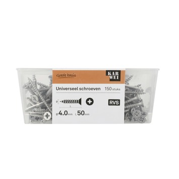 KARWEI unischroef platkop RVS 4x50 mm (150 stuks)