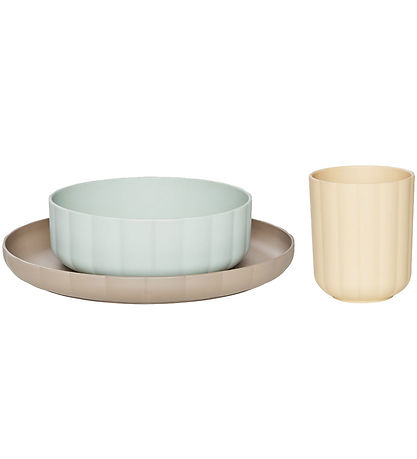 OYOY Geschirr-Set - Biokunststoff - 3 Teile - Pullo - Pale Mint/