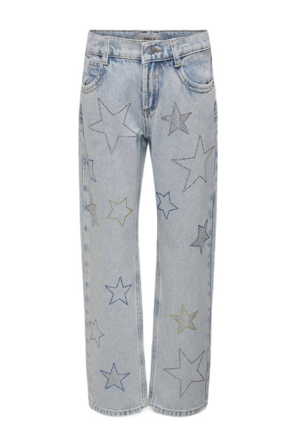 ONLY straight leg jeans KOGCARLY met sterren light blue denim