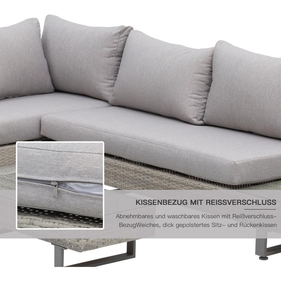 Outsunny Rattansofa Set mit Tisch grau