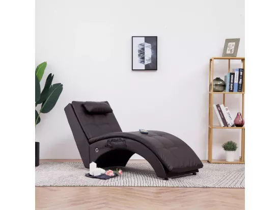 Prolenta Premium - Chaise longue de massage avec oreiller Marron Similicuir