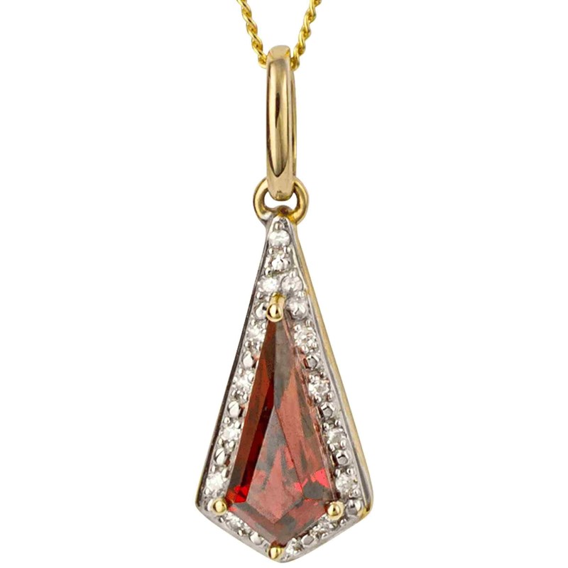 Collier grenat rouge et diamant sur or 375