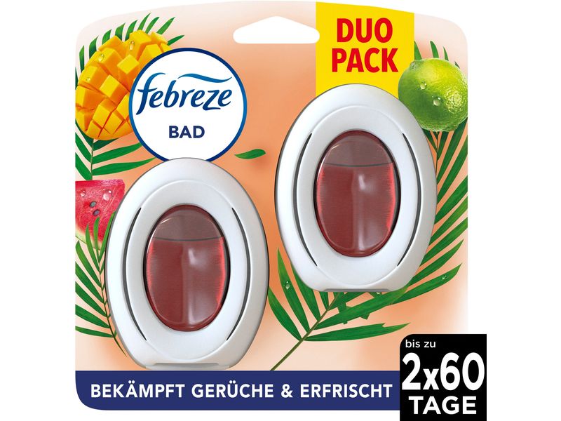 Febreze Bad Lufterfrischer exotische Früchte Duo 16 ml Neutralisiert Gerüche für bis zu 60 Tage