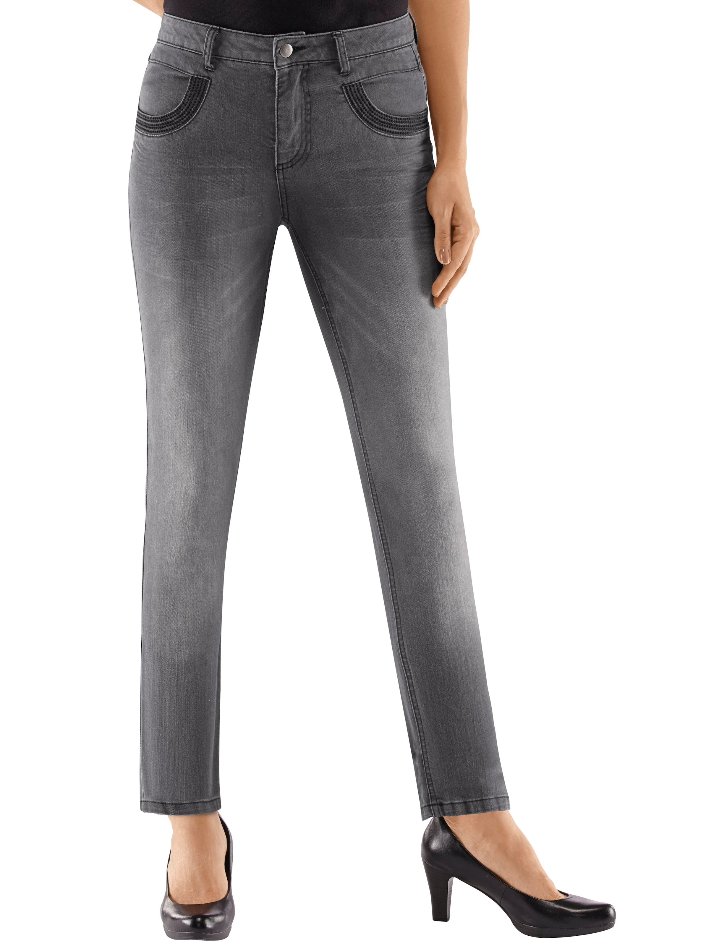 Röhrenjeans in grey-denim