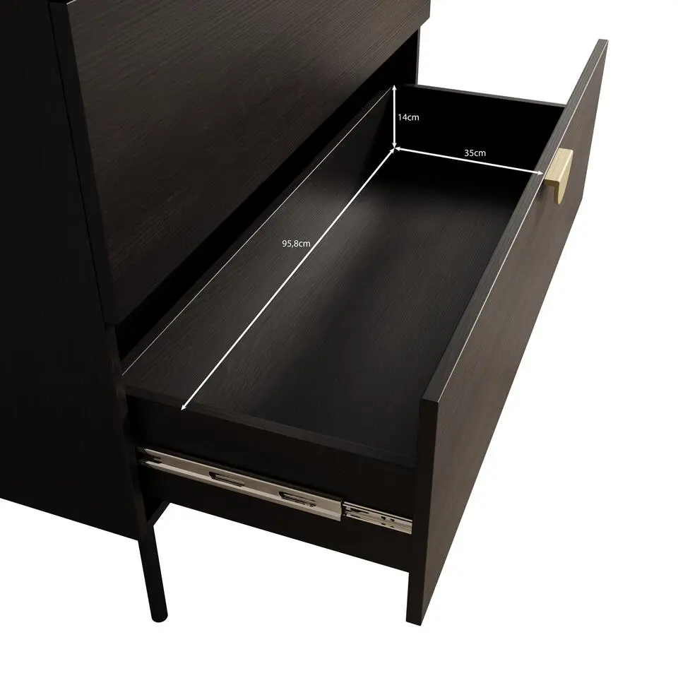 Meubella - Ladekast Monor - Zwart eiken - 100 cm
