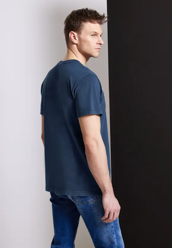 T-Shirt in gewaschener Optik - pacific blue