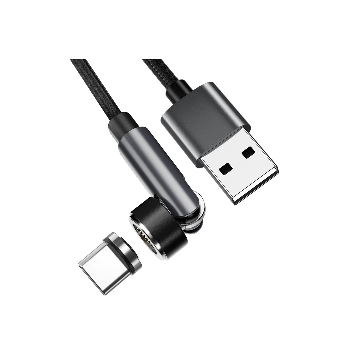 Magnetisk to meters USB C-ladekabel for hurtiglading, 3A Sort