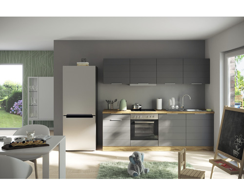 Held Furniture keukenblok zonder apparatuur Florence 240 cm grijs mat gedemonteerde variant omkeerbaar 1102.6293