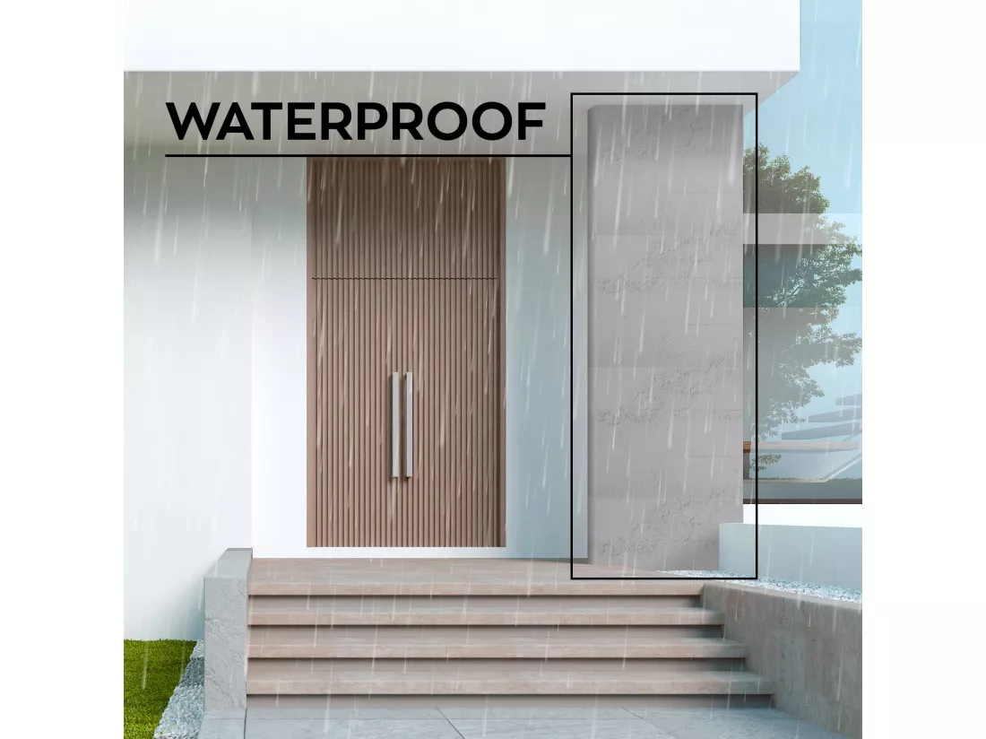 Malaisie - Lot de 4 panneaux muraux décoratifs 3D 120x60x1 cm effet béton PU Gris