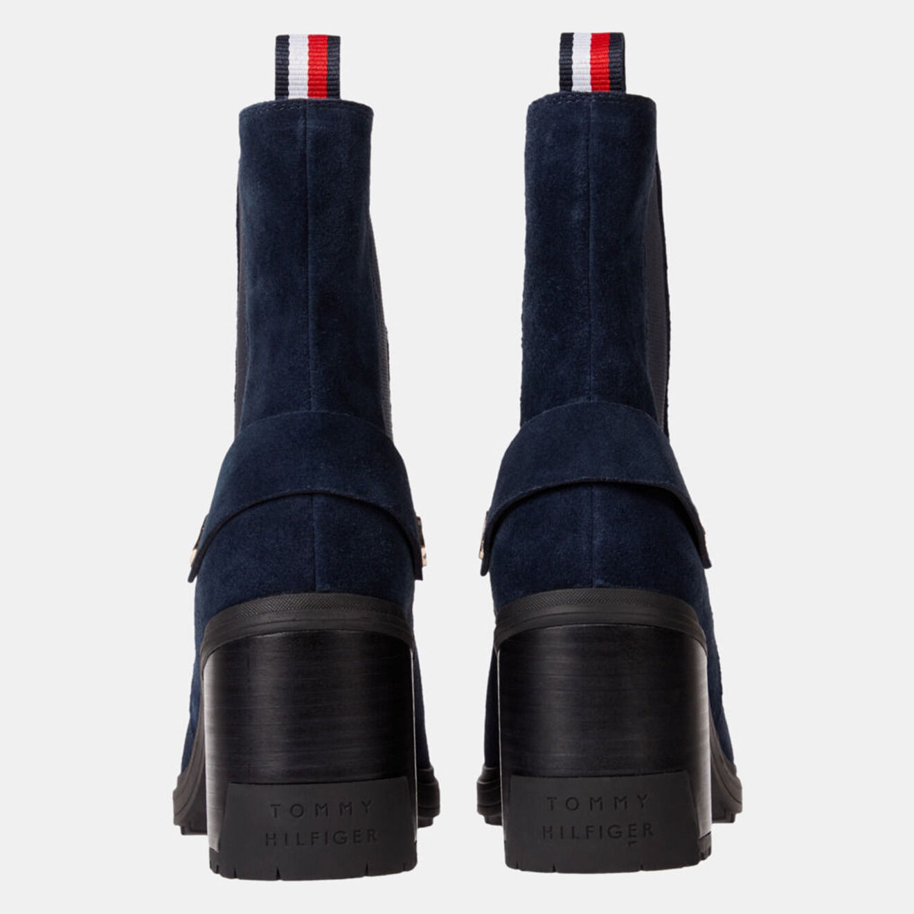 Tommy Hilfiger Chelsea boots en Velours de Cuir Bijoux bleu marine - Talon 8 cm