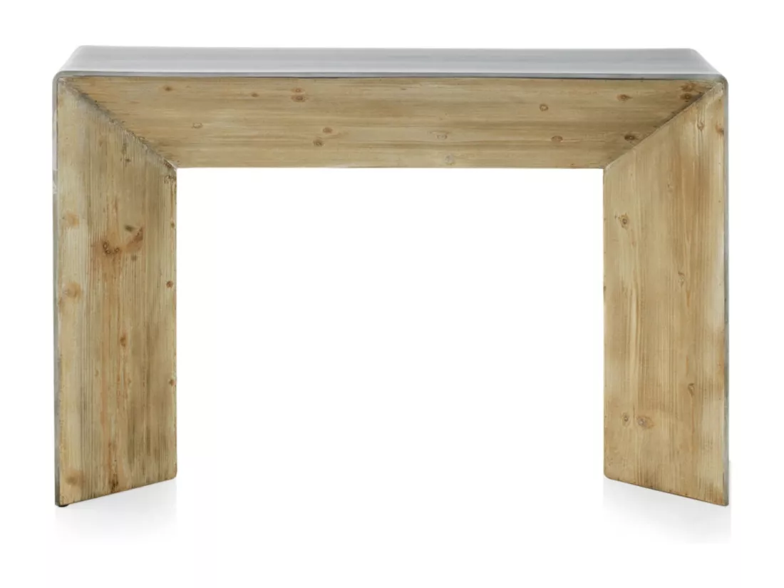 Console laquée couleur métallisée et intérieur plaqué épicéa