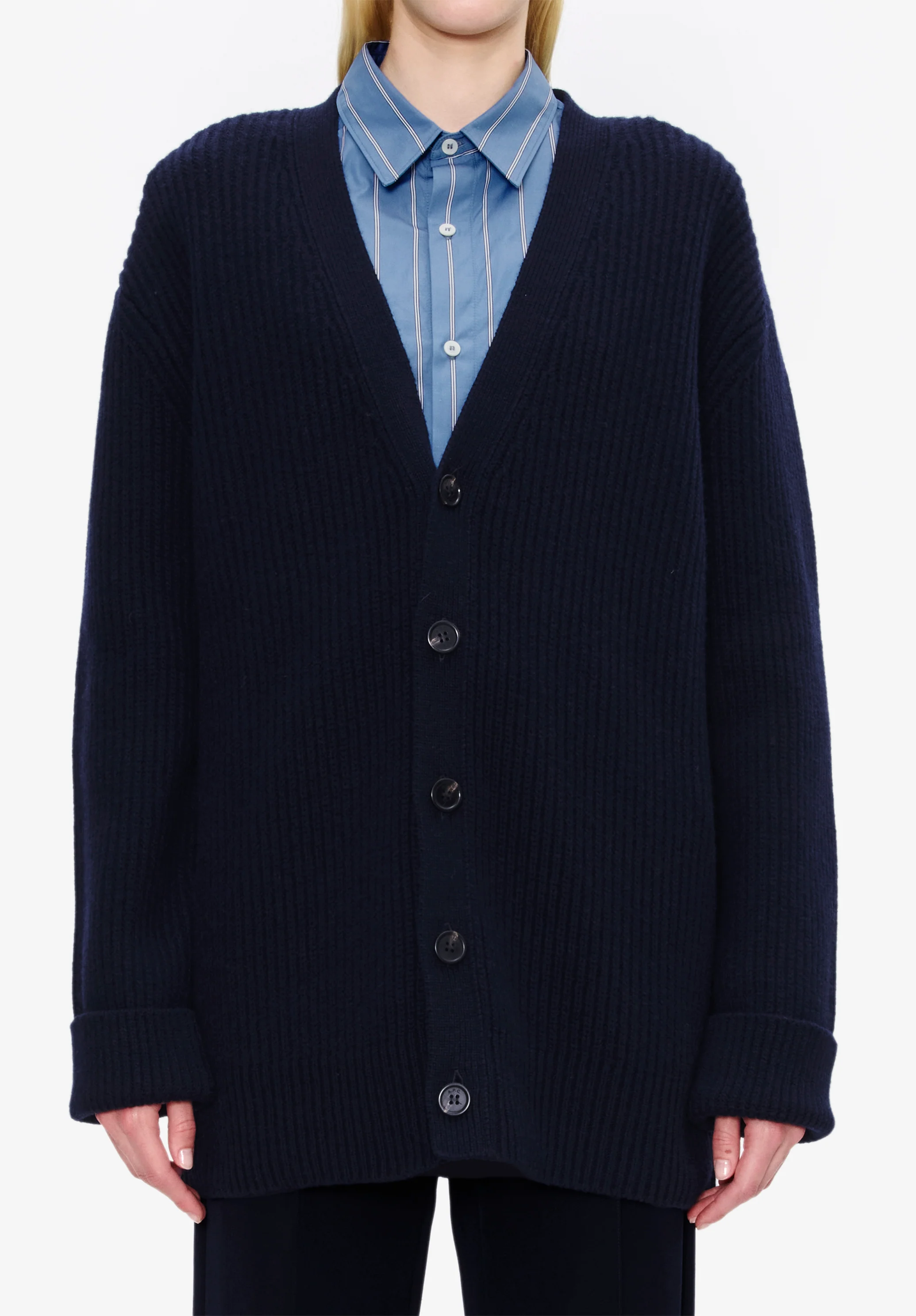 Cardigan unisexe laine et cachemire - Dark navy
