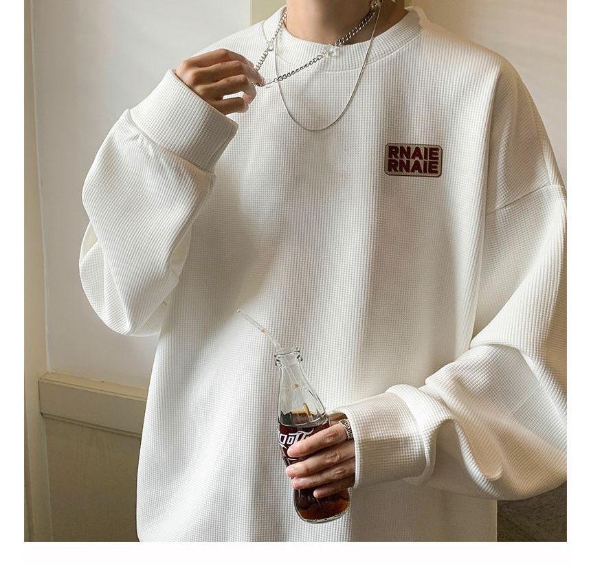POSI - Sweatshirt met ronde hals en wafelmotief