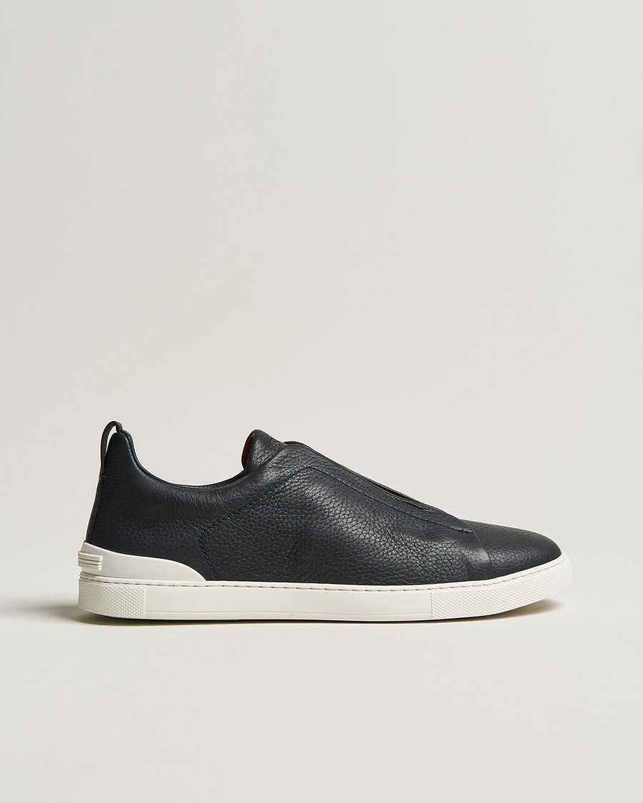 Zegna Triple Stitch Sneakers Navy Deerskin