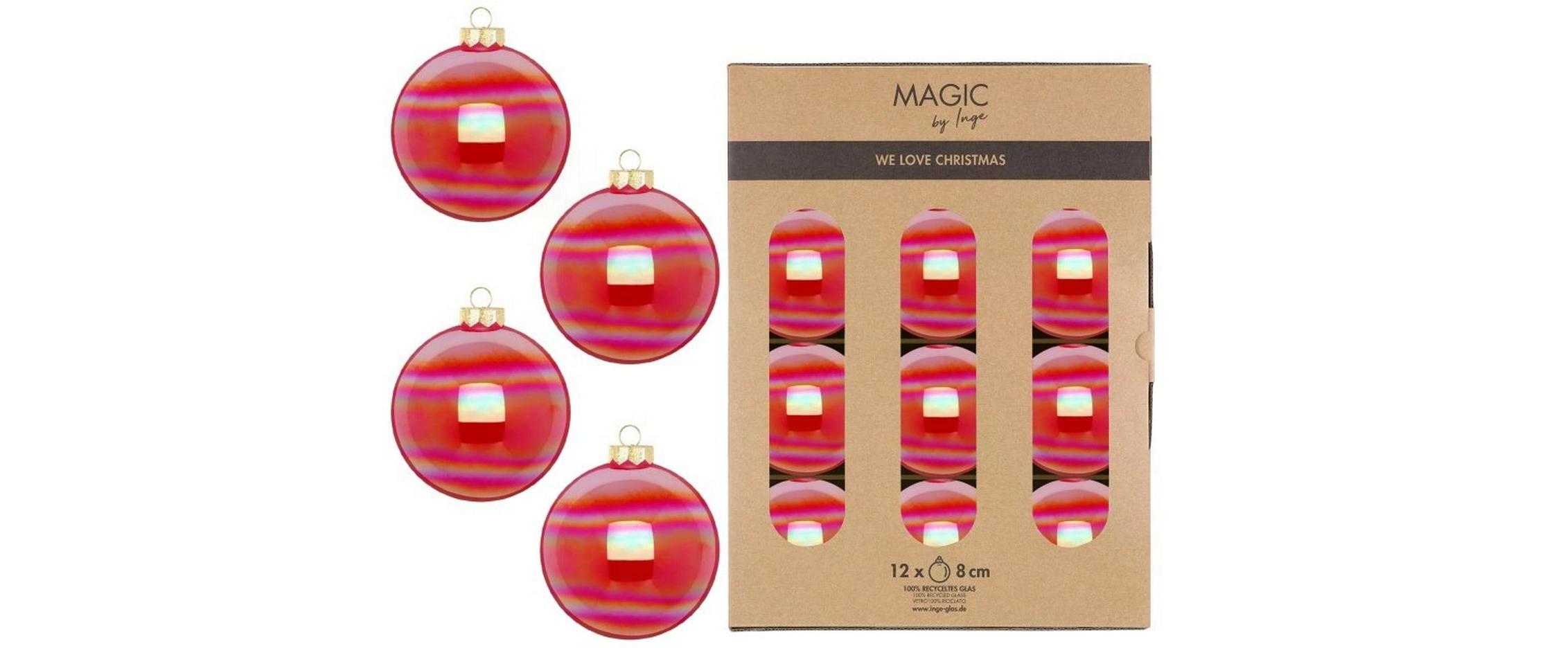 Weihnachtskugel Dazzling 12 Stück, RotChristbaumkugeln
