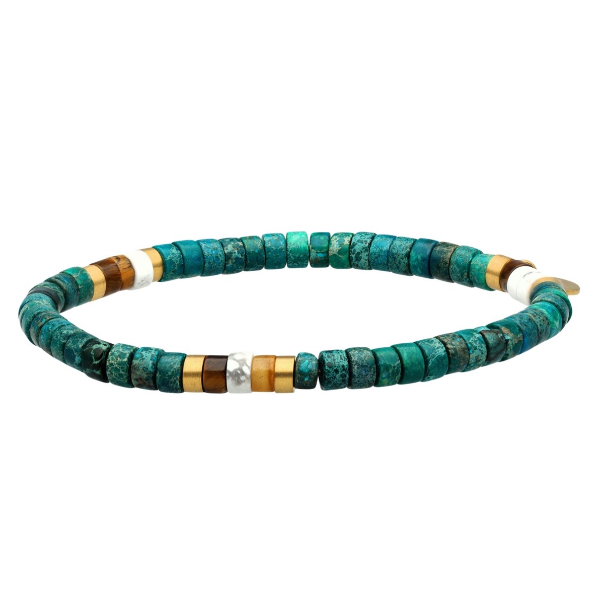 Bracelet Perles Heishi 4 Mm Turquoise Jaspe Vert oeil De Tigre-Small-16cm