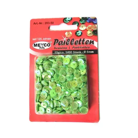 Meyco Pailletten maigrün irisierend, 1400 Stück, 6mm, 15g