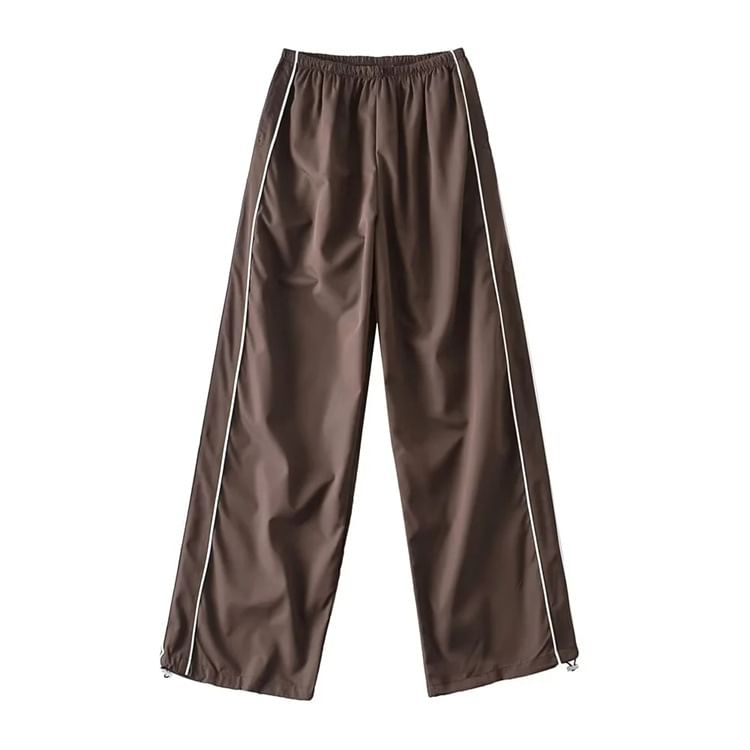 Rosesand - Laag uitgesneden, gestreepte, losvallende, wijde joggingbroek