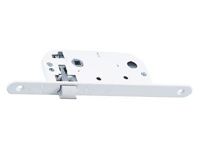 Serrure à encastrer Bricard bec de cane bout rond blanc axe 40 mm