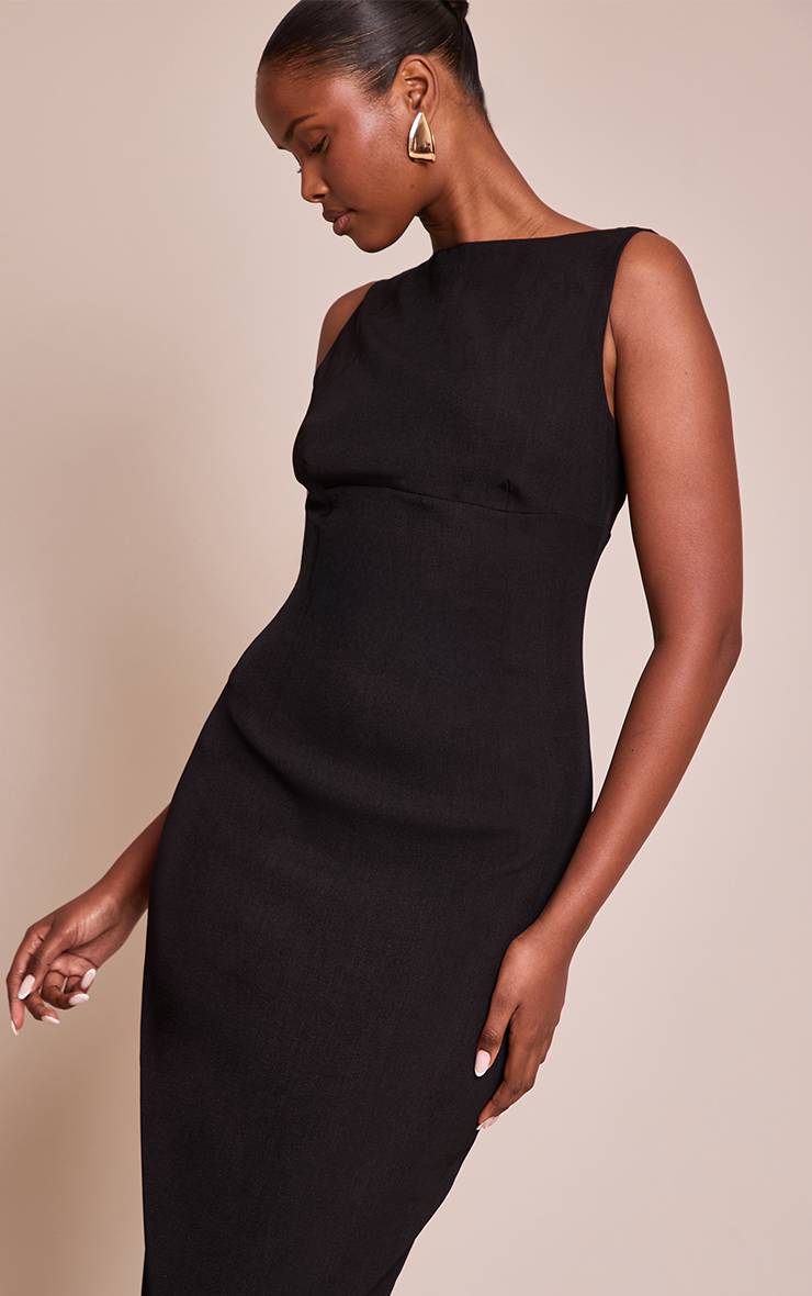 Noir Robe Longue Dos Échancré Premium