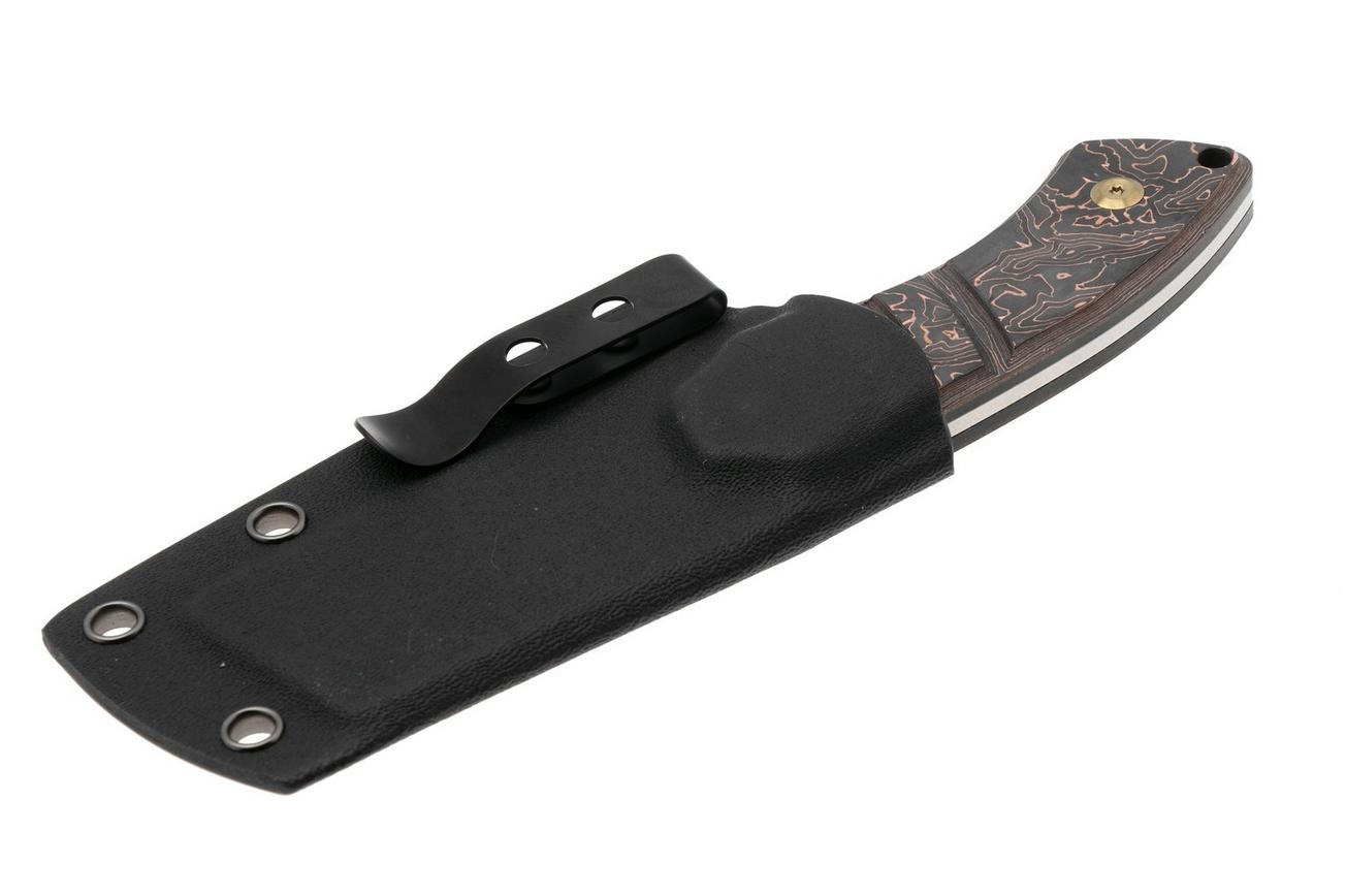 Kansept Korvid S G2030A7 Stonewashed CPM S35VN, Copper Carbon Fiber, vaststaand mes, Justin Koch design
