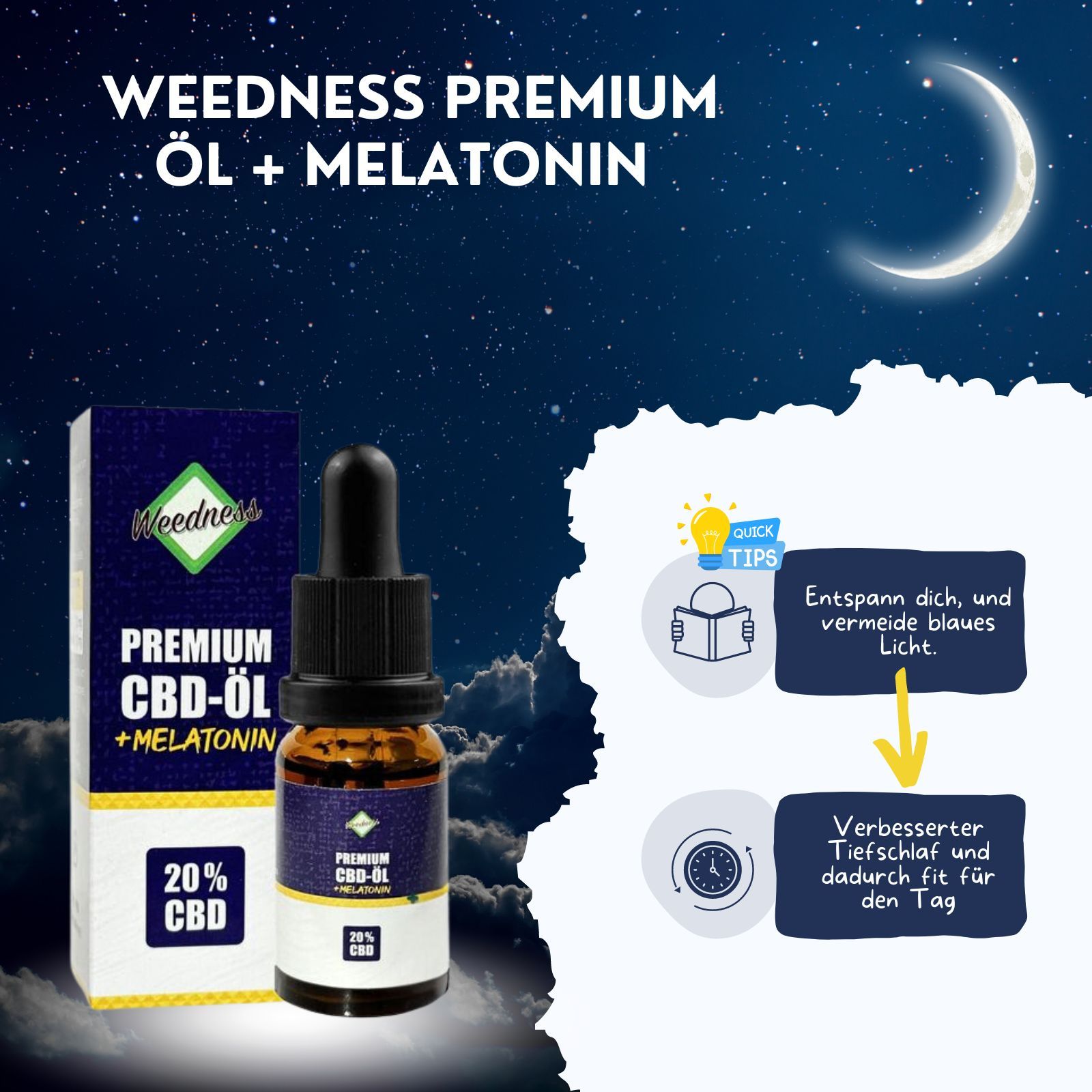 Weedness - CBD Öl 20 % Vollspektrum + Melatonin