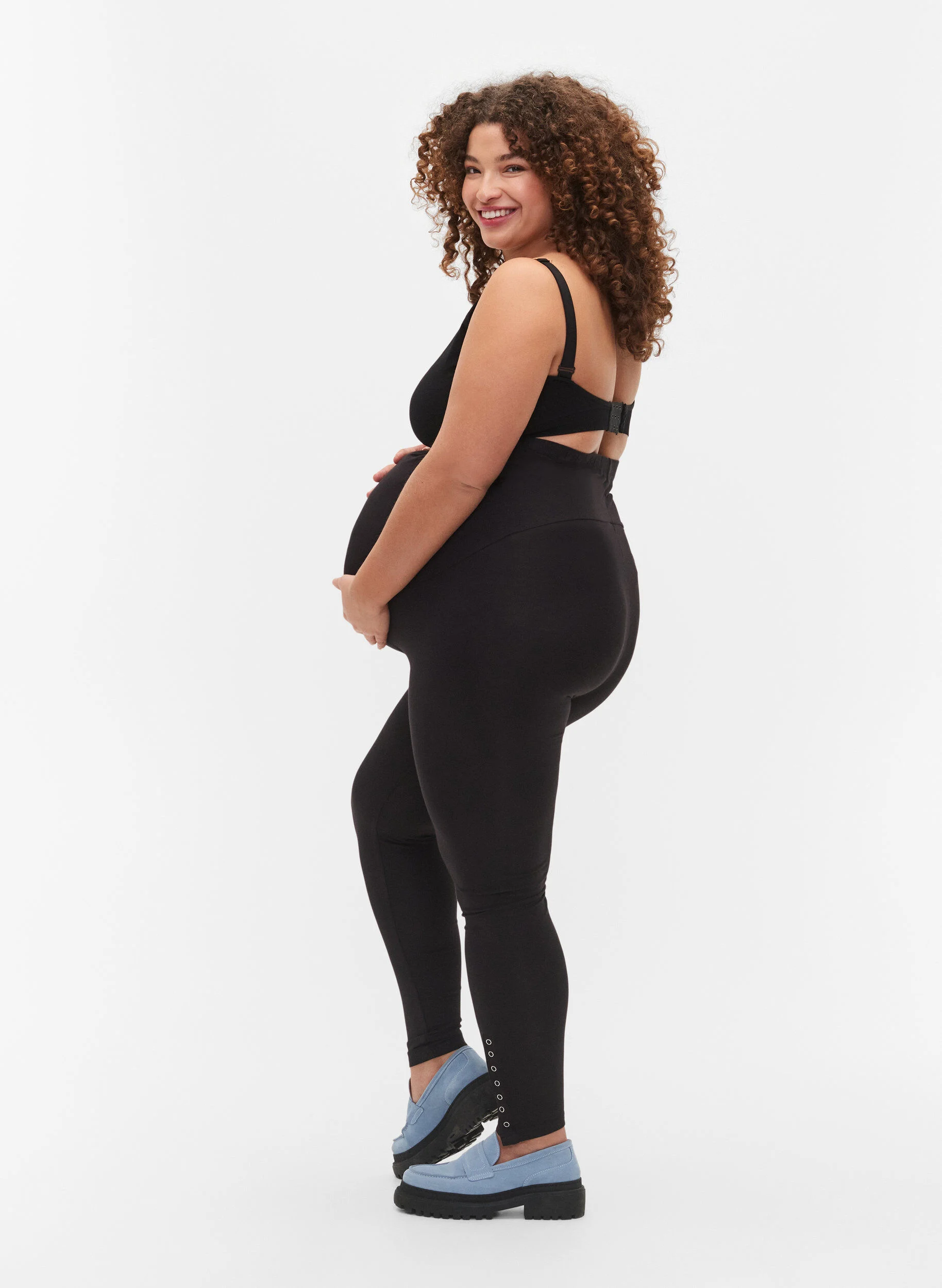 Graviditets leggings i viskose med knapper