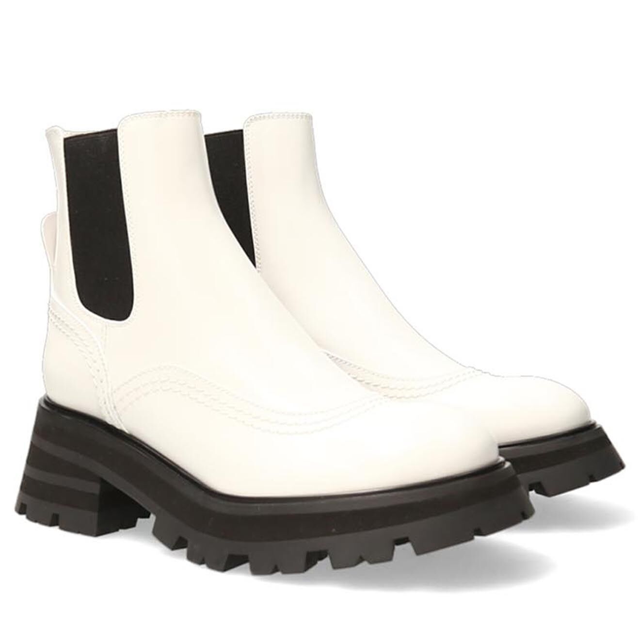 Alexander McQueen Chelsea Boots en Cuir ivoire/noir - Talon 6 cm