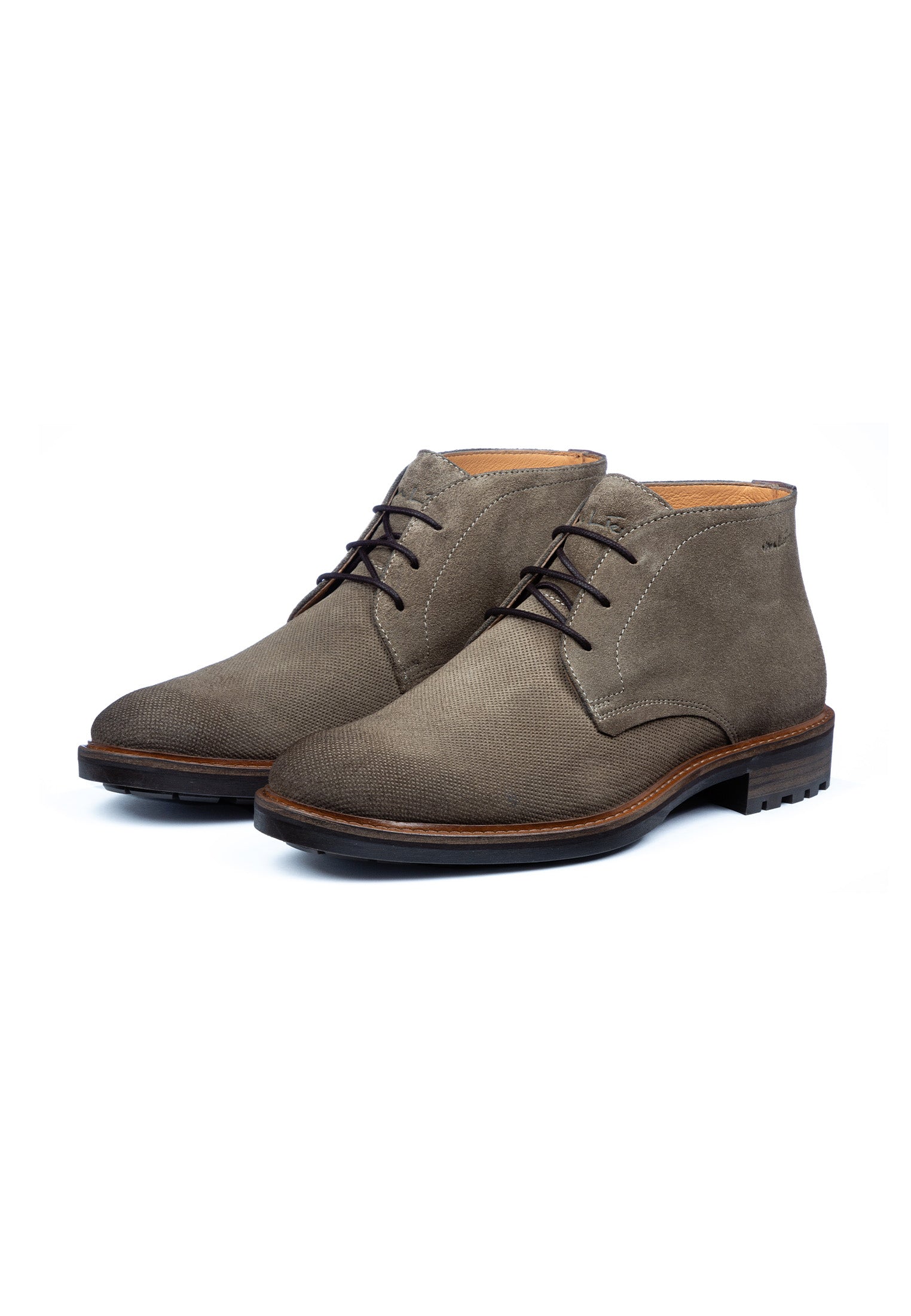 Taupe suède Rigi halfhoge veterschoen