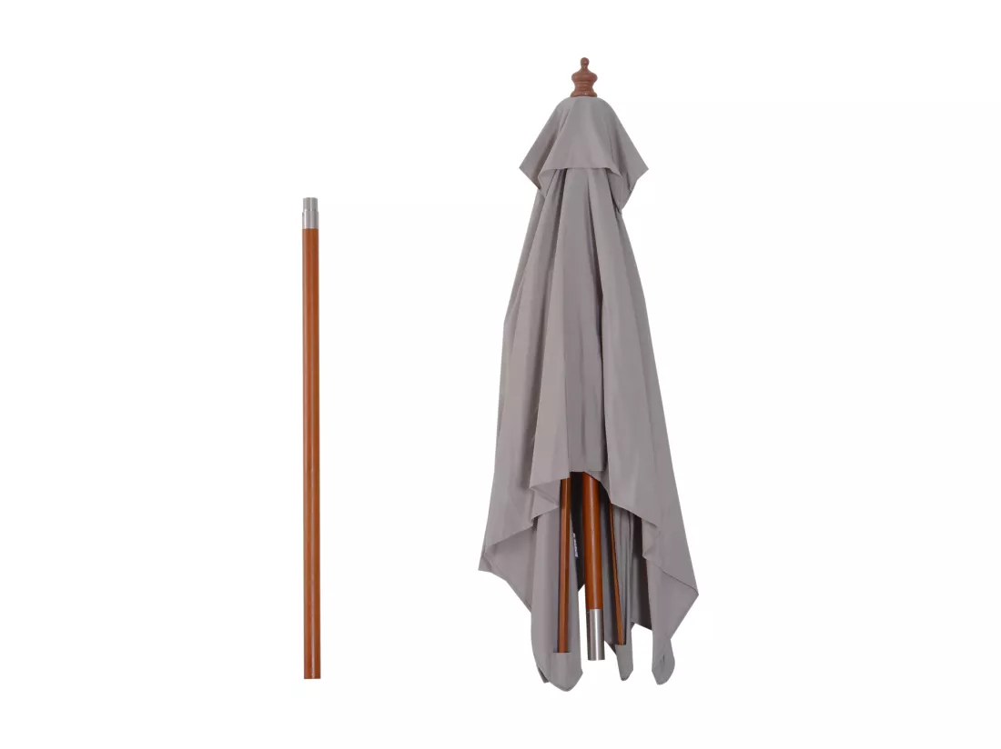 Parasol rectangulaire inclinable bois polyester haute densité 2L x 1,5l x 2,3H m gris clair