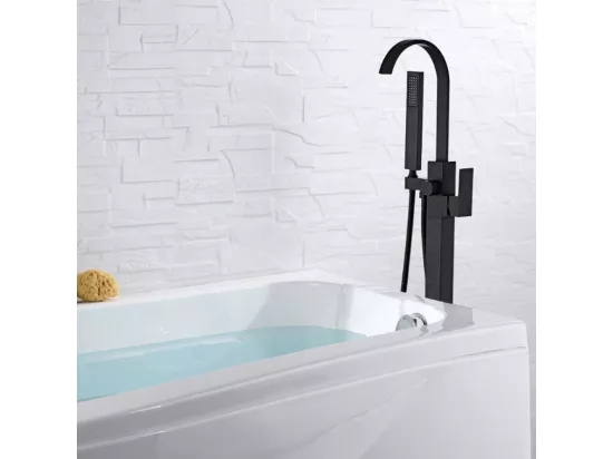 Robinet de baignoire ilot sur Pied salle de bain douche verticale sans Douchette Noir