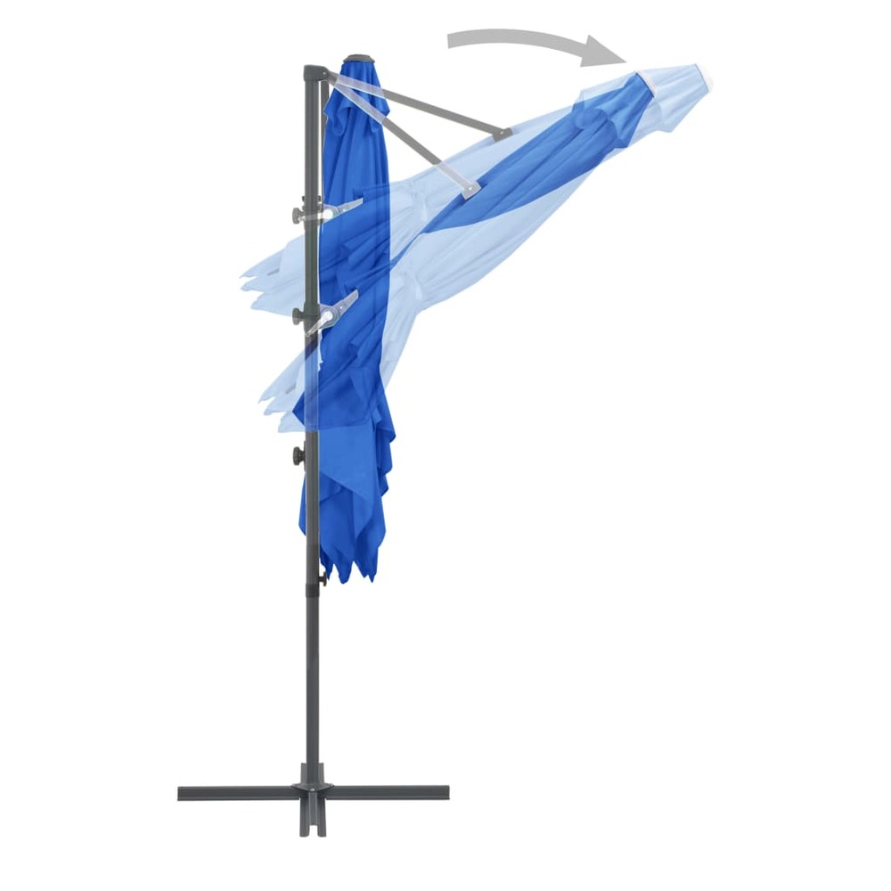 Parasol déporté avec mât en acier 250 x 250 cm bleu azuré